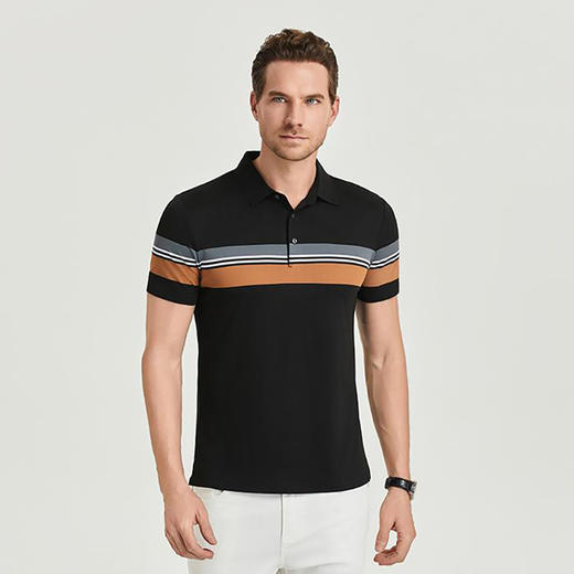 夏季男士polo衫插色条纹短袖多色休闲百搭高品质上衣  HLS-W2822006 商品图1