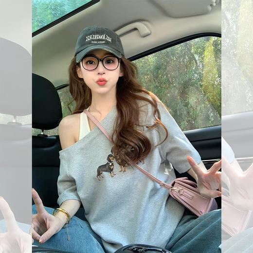 <曾小咸推荐>  珍珠项链腊肠狗斜肩T 日常价99/件 活动价69.99/件！！ 商品图8