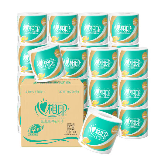 BT810（箱装）心相印180克27粒装四层卷筒卫生纸 商品图0