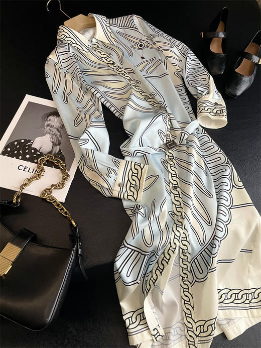 TB新款外贸原单斜纹天丝衬衫式直筒连衣裙 商品图6