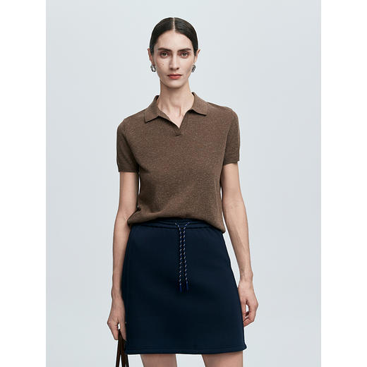 棉仓363635020-初棉亚麻复古Polo领短袖针织衫 商品图2