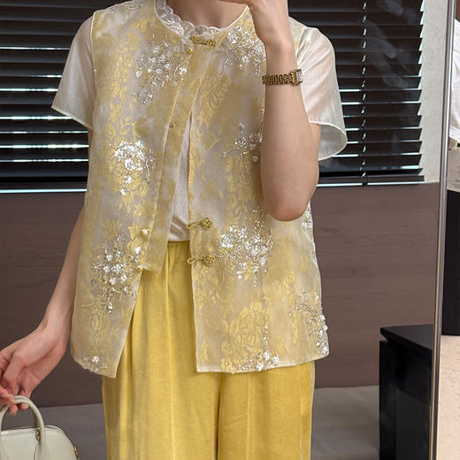 【预售7天】良木礼真丝金线马甲（0429982） 商品图0