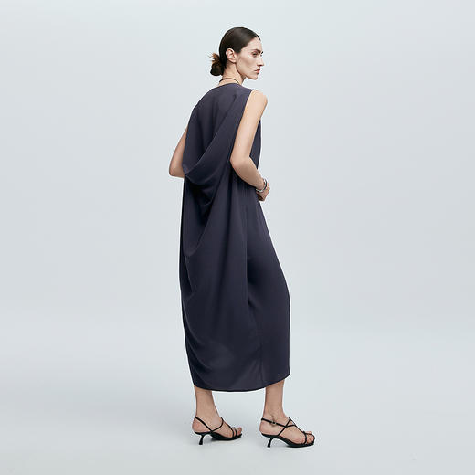 棉仓363616033-初棉三醋酸清凉不规则剪裁文艺感垂荡后领连衣裙设计感春夏 商品图0