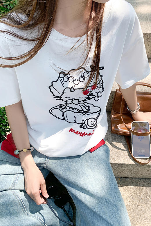 【129元任选2件】现货秒杀！卡通猫猫印花短袖T 商品图5
