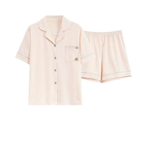 夏季薄款100%纯棉睡衣 全棉翻领情侣短袖家居服套装 商品图4