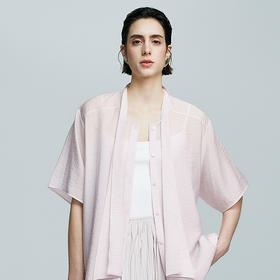 棉仓363604002-初棉微皱醋酸天丝飘带衬衫