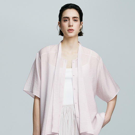 棉仓363604002-初棉微皱醋酸天丝飘带衬衫 商品图0