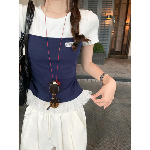 <曾小咸推荐>新品现货秒杀！卖完下架不再补 ！微信粉丝打折价！！撞色拼接短袖T恤 日常119.99/件 立减60 秒杀59.99/件！！ 商品图2