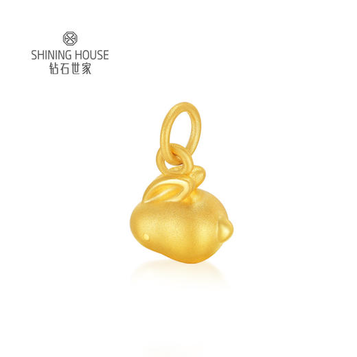 【定价黄金】【限时8折】【现货】钻石世家 兔Shining黄金系列·3D硬金小胖兔黄金吊坠  价格已含工费（约0.67±0.1g） 商品图1