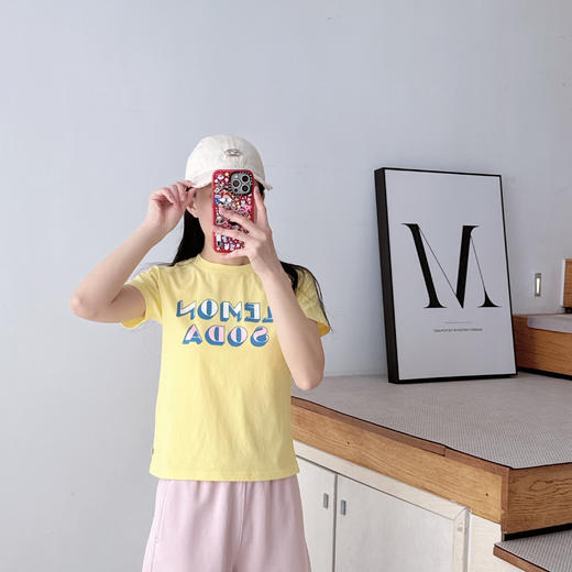 SPELLEDIT2025夏季新品柠檬汽水T恤复古甜酷风时尚印花修身上衣女 商品图0