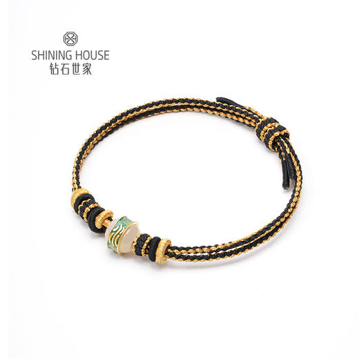 【定价黄金】【限时8折】【现货】钻石世家  足金和田玉手绳 情侣手绳 金玉良缘520手串手绳手链 商品图3