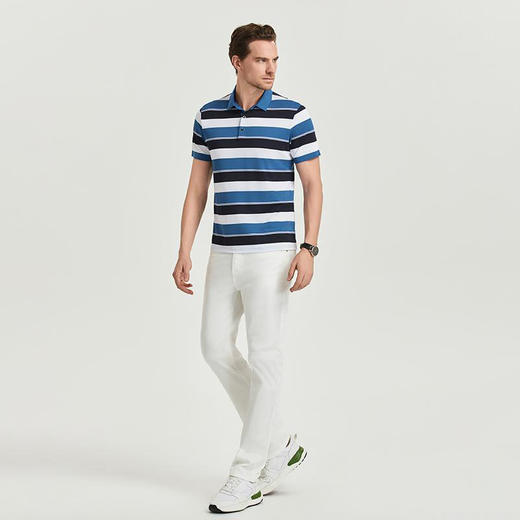 夏季男士短袖T恤高档条纹锦氨翻领polo衫  HLS-W2822012 商品图2