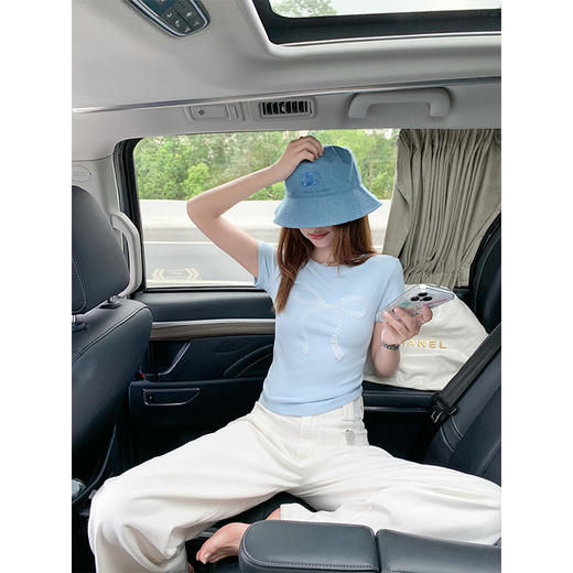 <曾小咸推荐>韩系蝴蝶结小众显瘦百搭短袖T恤 商品图3