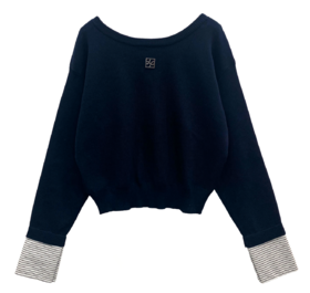 条纹袖口拼接针织衫