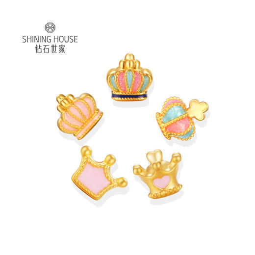 【定价黄金】【限时8折】【现货】萌出色系列小金冠彩金5款可选 3D黄金硬金珐琅工艺（送手绳）（约0.33克±0.1克） 商品图0