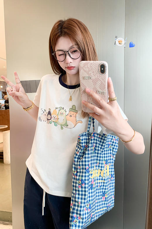 <曾小咸推荐>现货秒杀！卖完不补 ！微信打折价！韩系趣味撞色短袖 日常109.99 立减50 秒杀59.99！ 商品图5