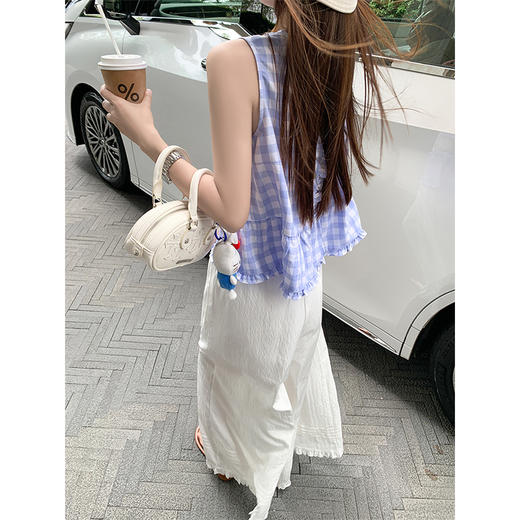 【129元任选2件】现货！蓝色格子无袖衬衫 商品图3