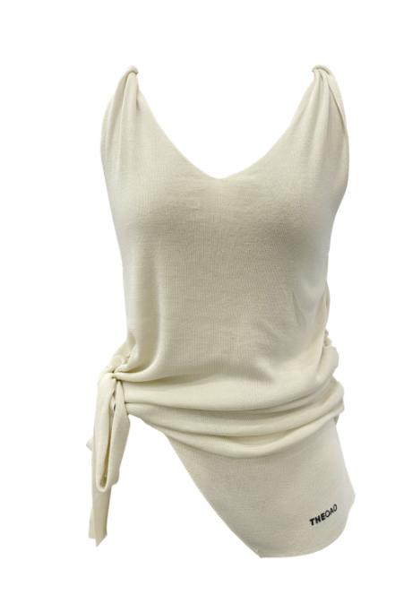 天丝V领绑带针织背心 商品图0