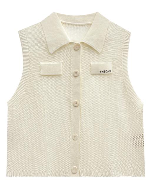 亚麻宽松镂空针织马甲 商品图0