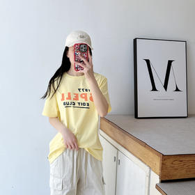 SPELLEDIT2025夏季新品SP俱乐部T恤设计感字母印花宽松短袖上衣女