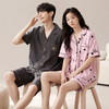 自然醒素香情侣睡衣女夏针织棉短袖短裤开衫韩版卡通加大码男士夏天家居服套装QH 商品缩略图2