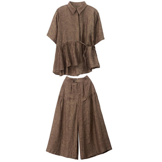 HRXYYH60632025夏装新款天丝衬衫阔腿裤套装女夏中年洋气减龄时尚高端宽松两 商品图4