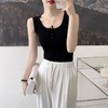 【美背系】9802排扣别致防走光纽扣螺纹韩版修身宽肩带无袖上衣-喜出 商品缩略图4
