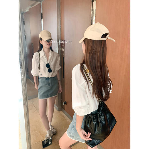 <曾小咸推荐>现货秒杀！最后一波 ！！韩系浅色牛仔拼蕾丝半身短裙 日常189.99 立减110 秒杀79.99！ 商品图3