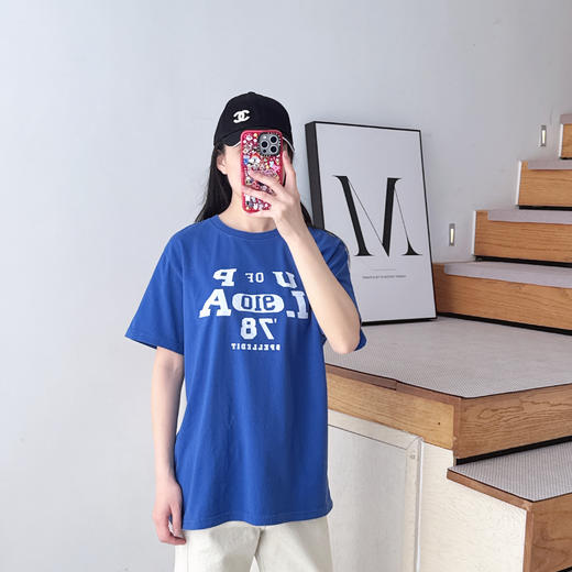 SPELLEDIT2025夏季新品学院风T恤复古印花设计感百搭短袖上衣女 商品图6