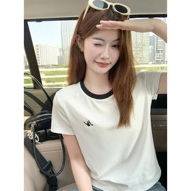 <曾小咸推荐>高级感气质简约撞色圆领短袖T恤