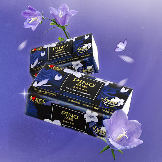 PDT4090（箱装）心相印品诺系列90抽16包四层塑装纸面巾（蓝风铃） 商品图1