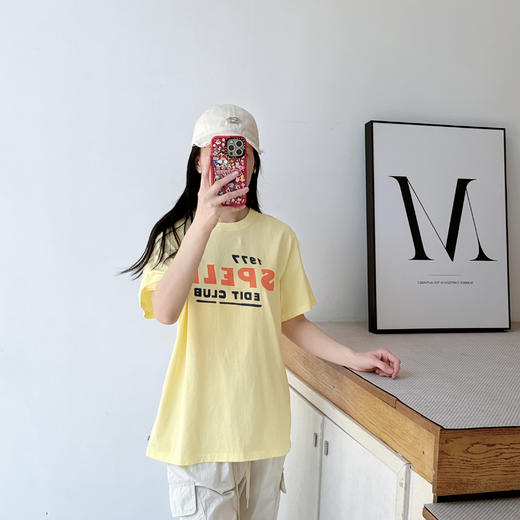 SPELLEDIT2025夏季新品SP俱乐部T恤设计感字母印花宽松短袖上衣女 商品图4