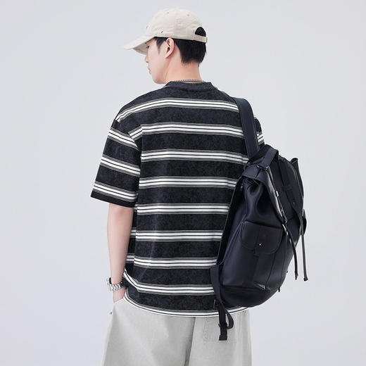 夏季新款短袖T恤宽松条纹圆领情侣海魂衫半袖t恤  AY-D3603 商品图2