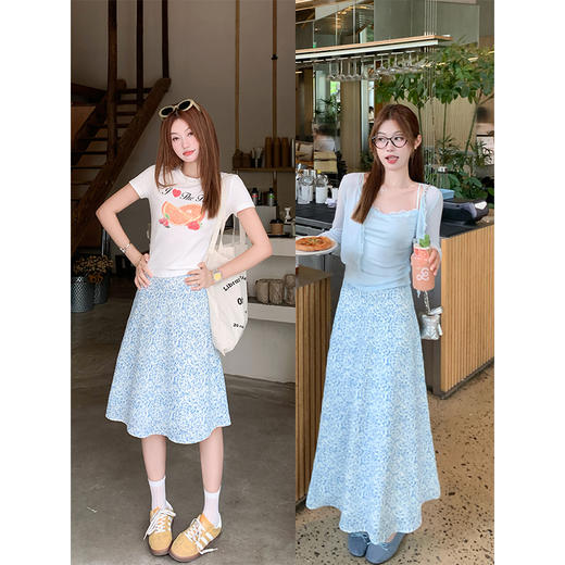 <曾小咸推荐>韩版温柔甜美鱼尾碎花半裙少女感 商品图2