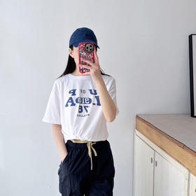 SPELLEDIT2025夏季新品学院风T恤复古印花设计感百搭短袖上衣女