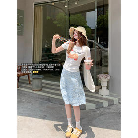 <曾小咸推荐>爱心水果印花正肩短袖T恤女修身