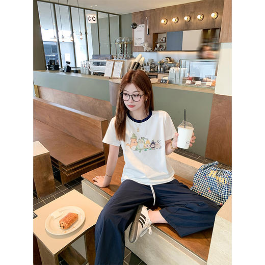 <曾小咸推荐>现货秒杀！卖完不补 ！微信打折价！韩系趣味撞色短袖 日常109.99 立减50 秒杀59.99！ 商品图2