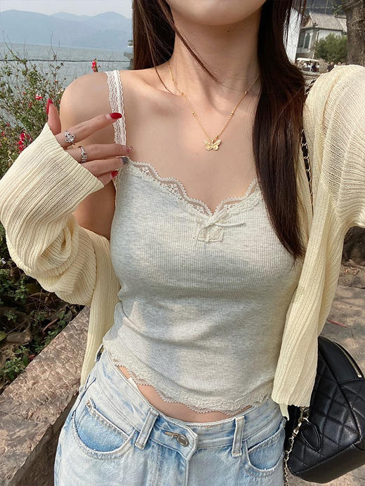 <曾小咸推荐>  蝴蝶结蕾丝花边吊带背心  商品图10