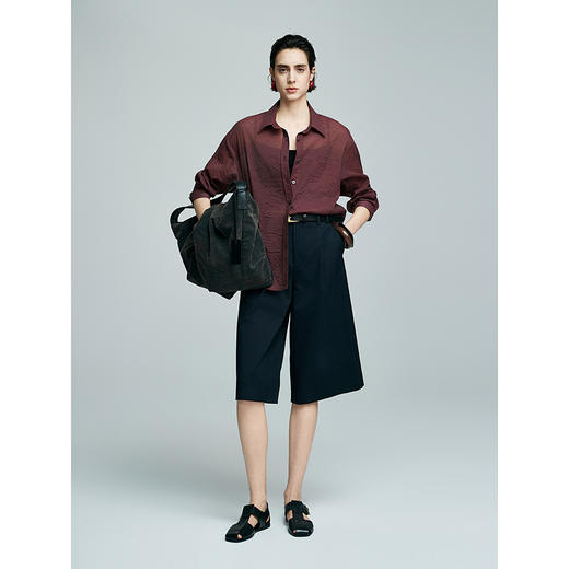 棉仓363624004-初棉悠逸阔步显瘦六分阔腿中裤 商品图4