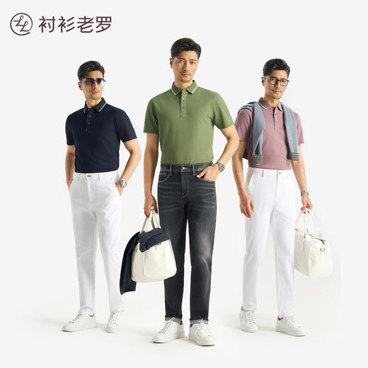 【柔感三号】桑蚕丝条纹撞色提花5A抗菌POLO衫255X0P922S[门店专款] 商品图2