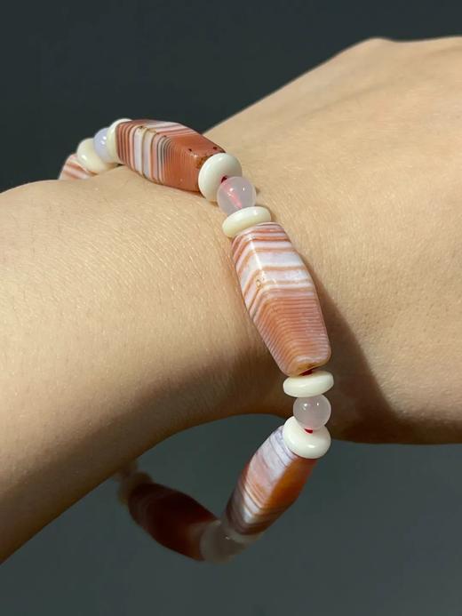 缠丝红白玛瑙四方橄榄珠手链，顺丰包邮 商品图12