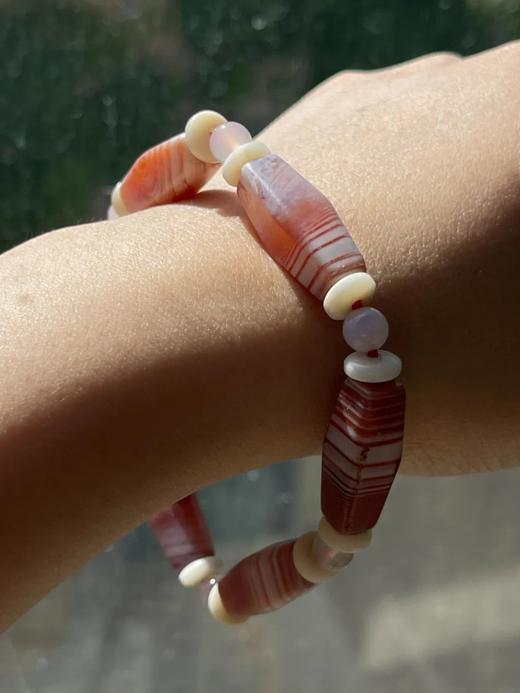 缠丝红白玛瑙四方橄榄珠手链，顺丰包邮 商品图4