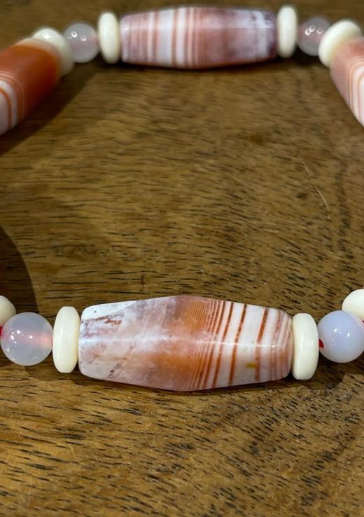 缠丝红白玛瑙四方橄榄珠手链，顺丰包邮 商品图1