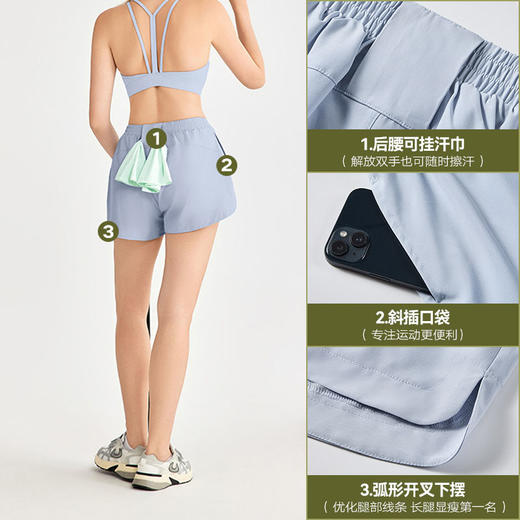 【限时秒】YOGACODE【火树银花系列】凉感运动短裤女假两件防走光后腰汗巾孔瑜伽短裤DWK115127 商品图1
