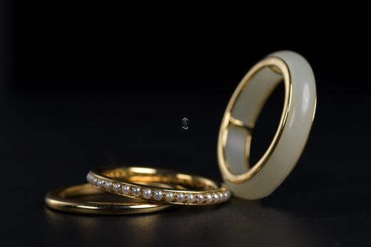 清代和田玉18K金三环套戒指 商品图6