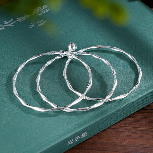 子佩集S999银【蝶韵清婉】手镯【ZZSZ010】纯银三个圈蝴蝶结铃铛可响2504 商品图2