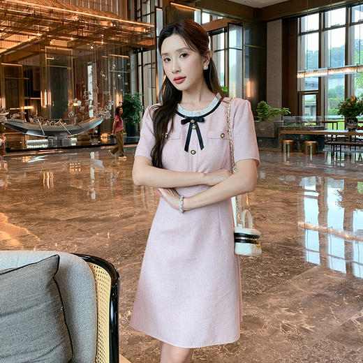 奢姿大码女装2025夏季减龄蝴蝶结俏皮连衣裙胖妹妹时尚小香风裙子9952853295 商品图4