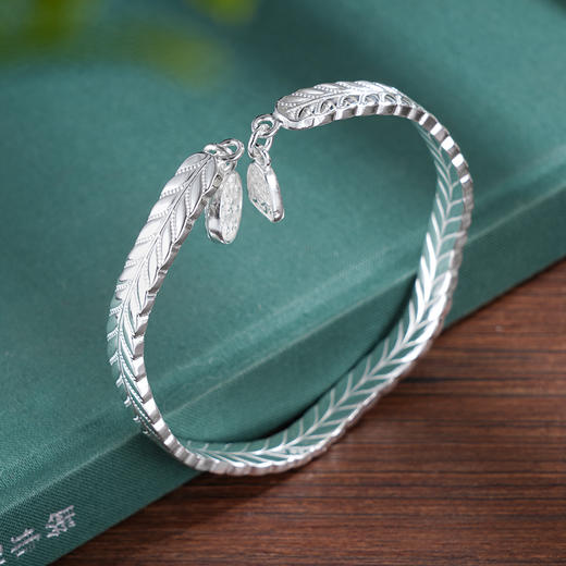 子佩集S999银【神赐福泽】手镯【ZZSZ009】纯银叶脉叶子树叶招财纳福开口2504 商品图5