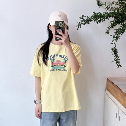 SPELLEDIT2025春季新款比弗利山庄T恤宽松休闲时尚印花短袖上衣女 商品图4