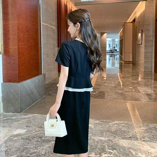 奢姿大码女装2025夏季气质撞色圆领连衣裙胖妹妹时尚减龄拼接裙子9952853310【1】 商品图3